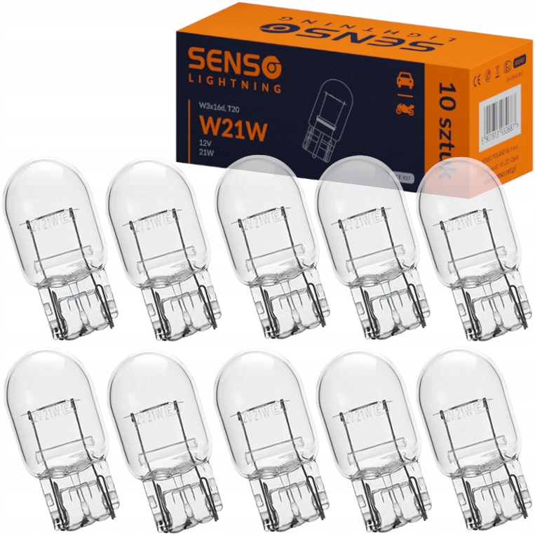 

Żarówki Senso W21W 12V Homologacja E4 x10 sztuk