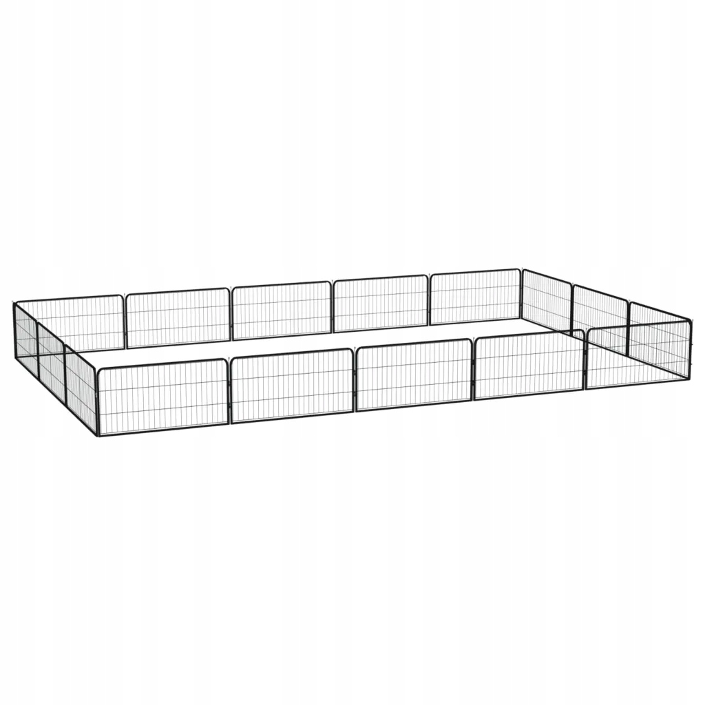 Levně 16panelová ohrádka pro psy černá 100 x 50 cm práškovaná ocel Černý 3115969