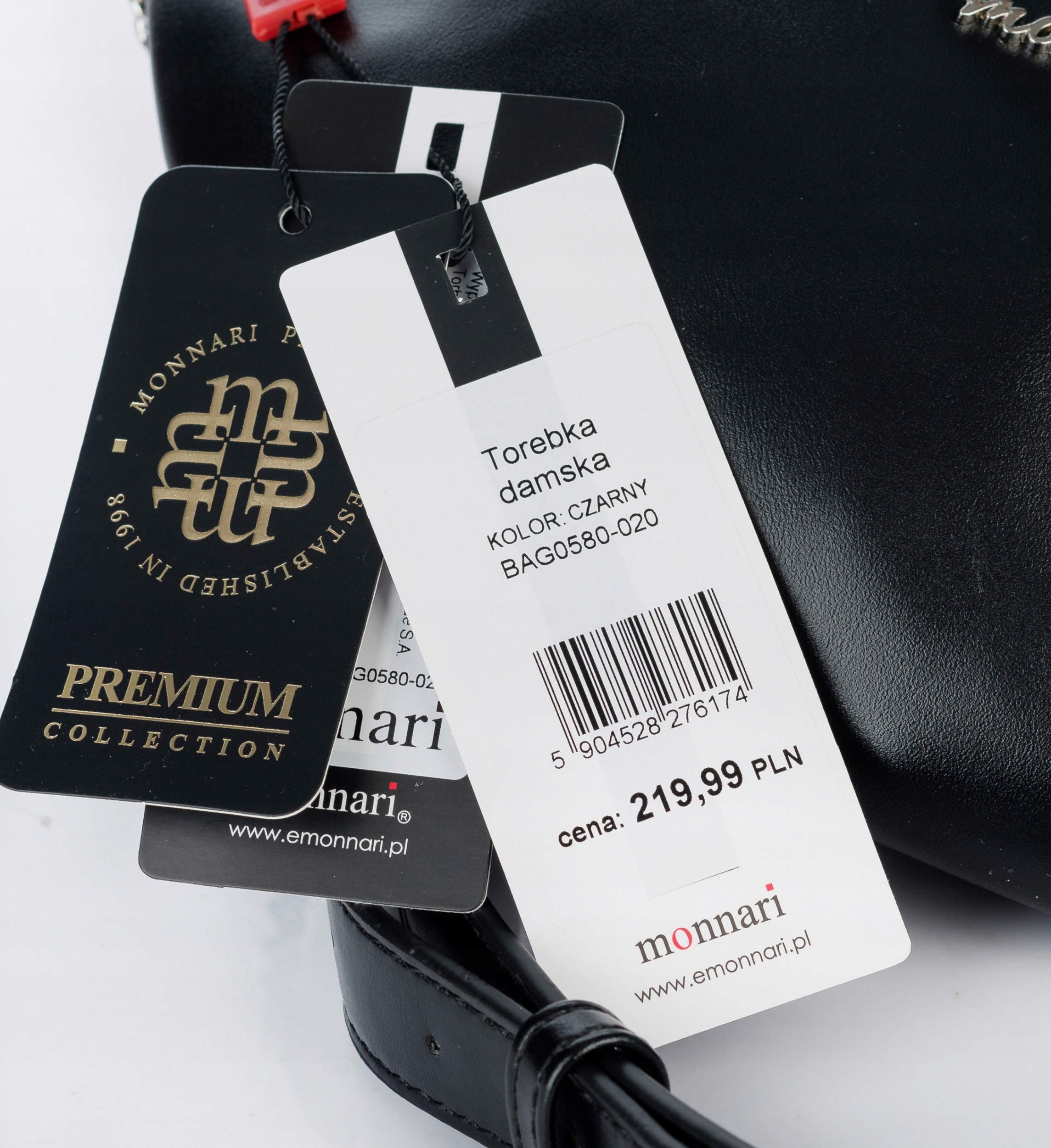 TOREBKA LISTONOSZKA NERKA SASZETKA MONNARI Czarna Długość paska 85 cm