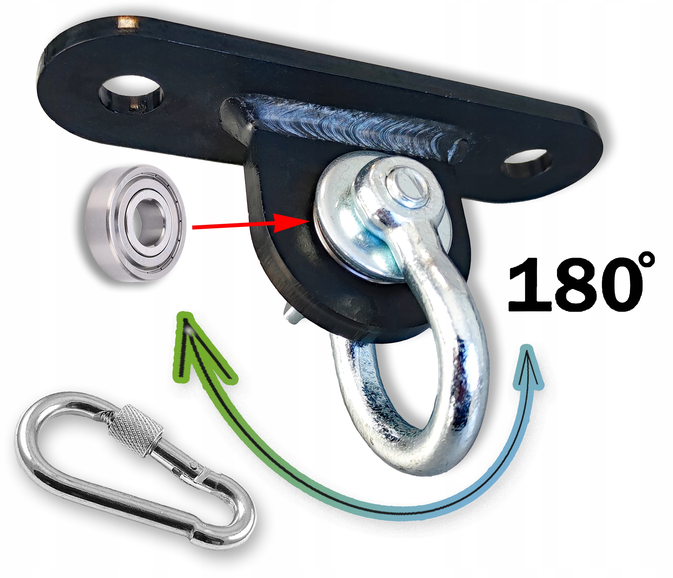 Uchwyt z łożyskiem mocowanie sufitowe do huśtawki z ŁOŻYSKIEM Czarny OCYNK EAN (GTIN) 5904209520985