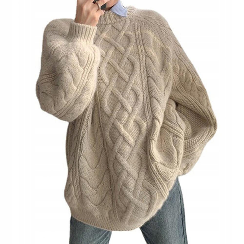 

Sweter Damski Gruby Ciepły Over Size Pleciony Beż
