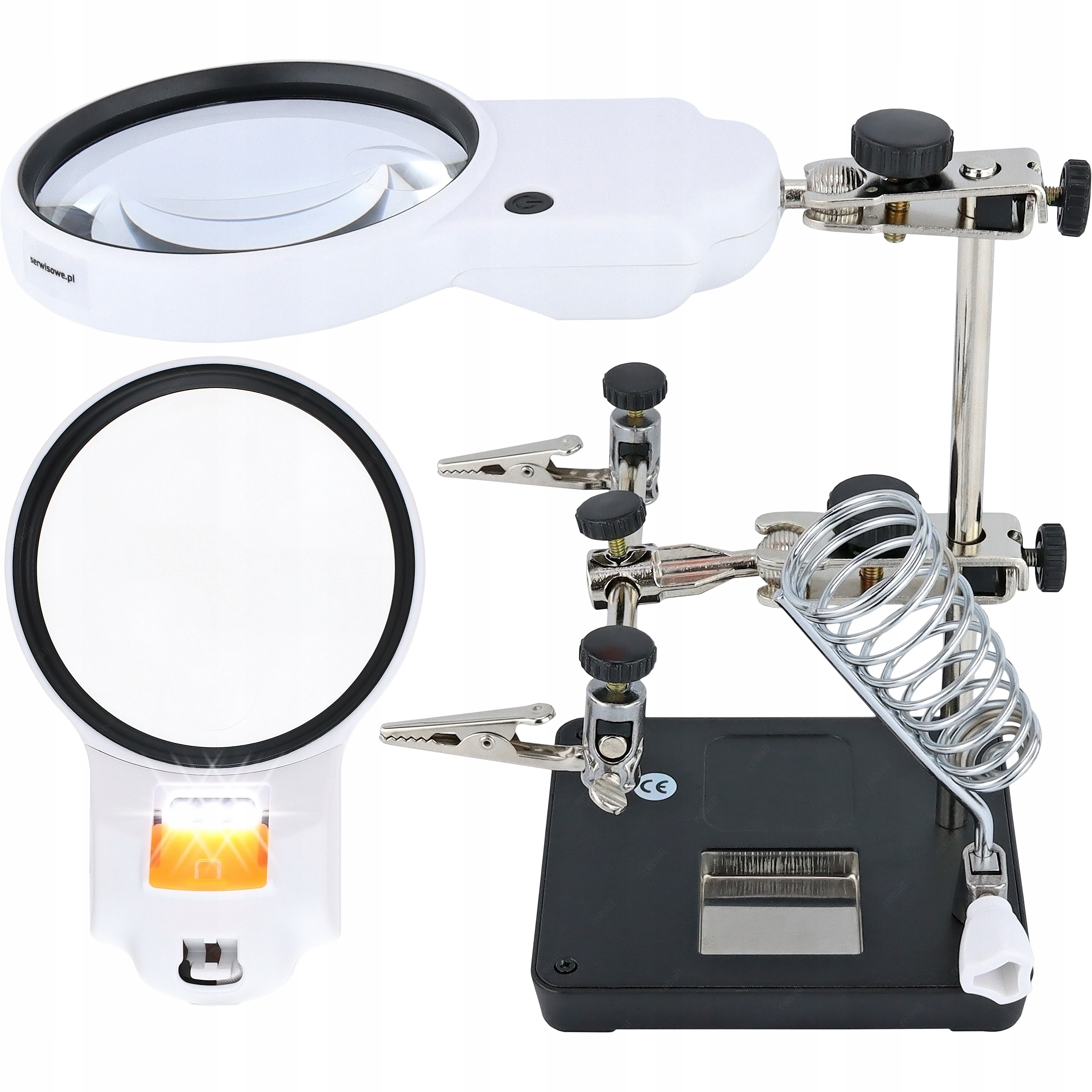 Uchwyt montażowy Reball Trzecia ręka z lupą LED uchwyt lutownicy