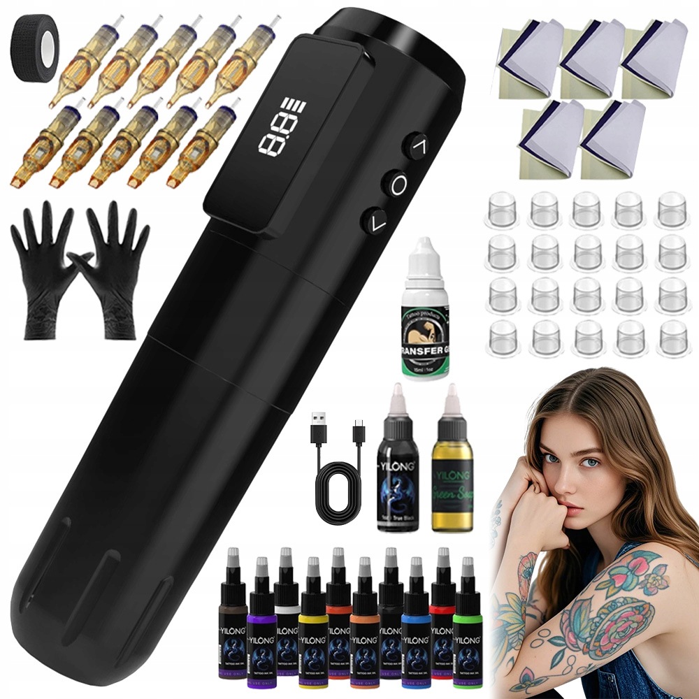 Bezdrátový Tetovací Strojek Pen 1600MAH Set