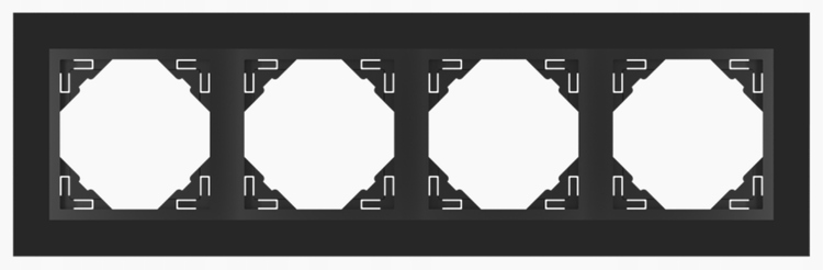 Efapel Crystal rámeček 4x sklo/černý 90940 Tep