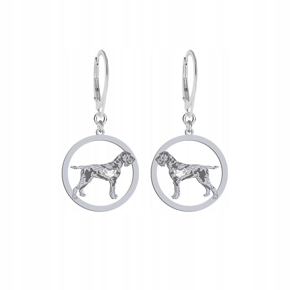 Stříbrné Náušnice se psem Německý Hrubosrstý 925 Šperky Gravírování