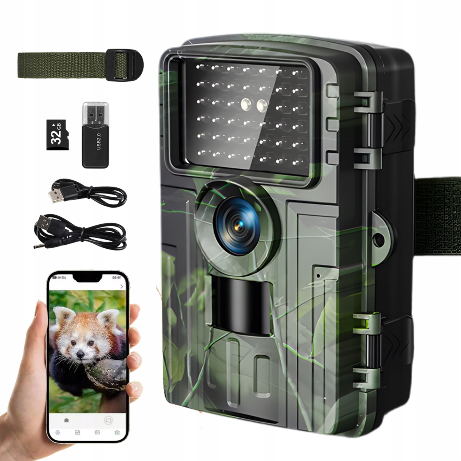 Fotopast 4K 60MP lesní kamera s 32G paměťovou kartou IP66 Wifi