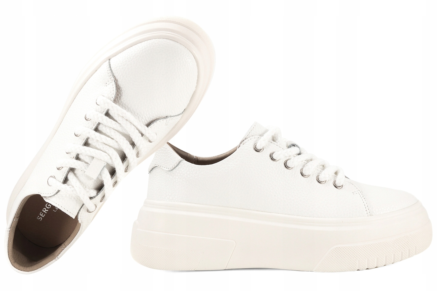 Sergio Leone SP-101 Dámské Sportovní Polobotky, Kožené Tenisky, bílé, 40