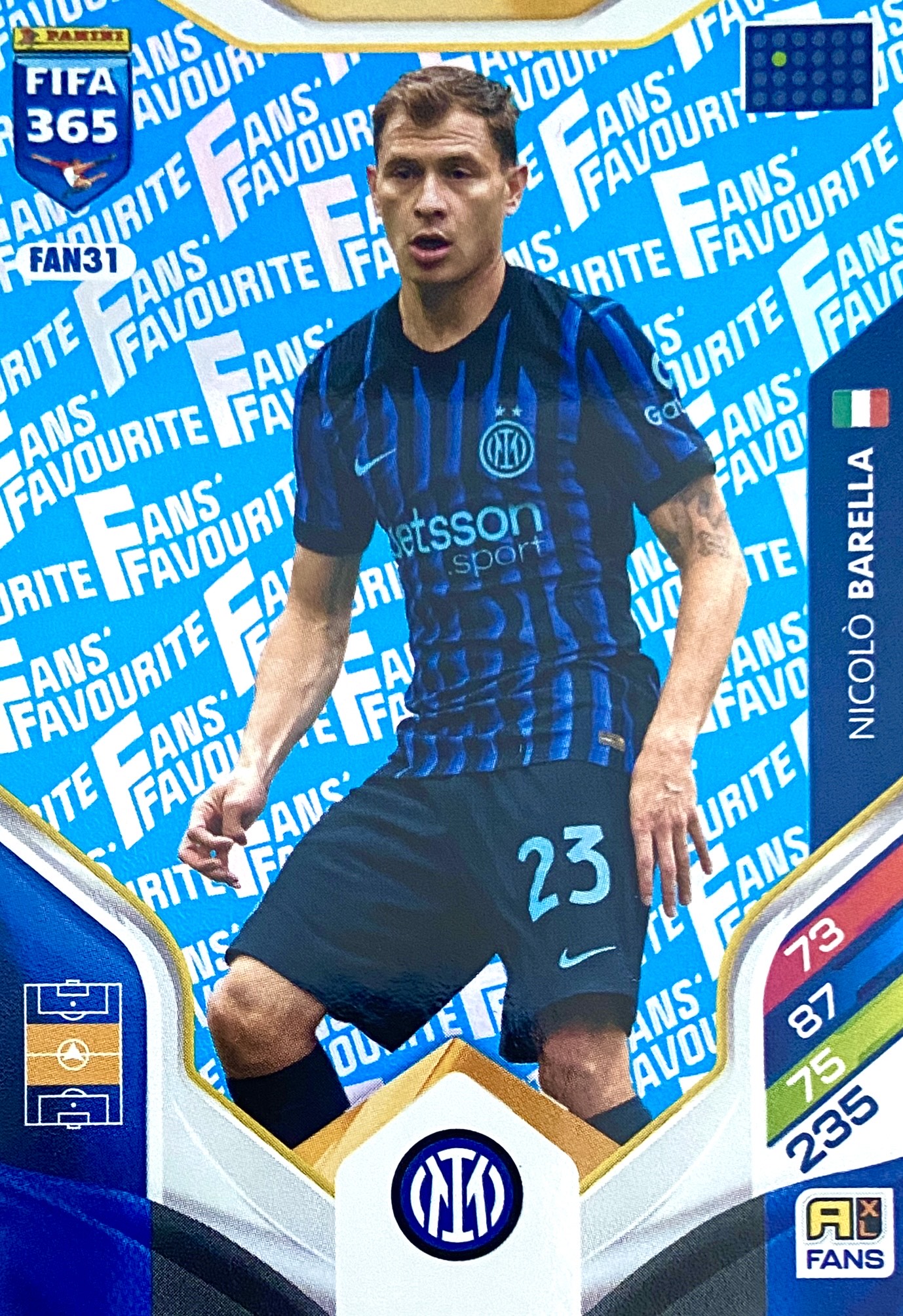 Panini Fifa 365 2026 Fans Favourite blue FAN31 Nicolo Barella Inter