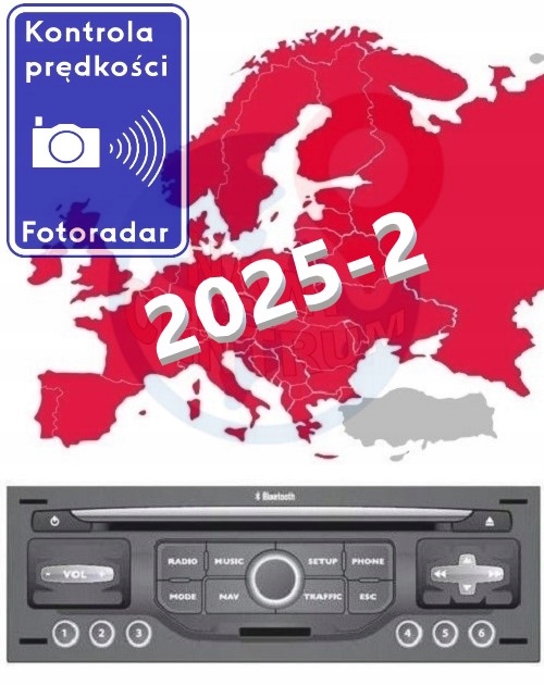 Mapy 2025-2 i radary Peugeot Citroen Fiat Rneg MyWay WipNav (karta Sd)