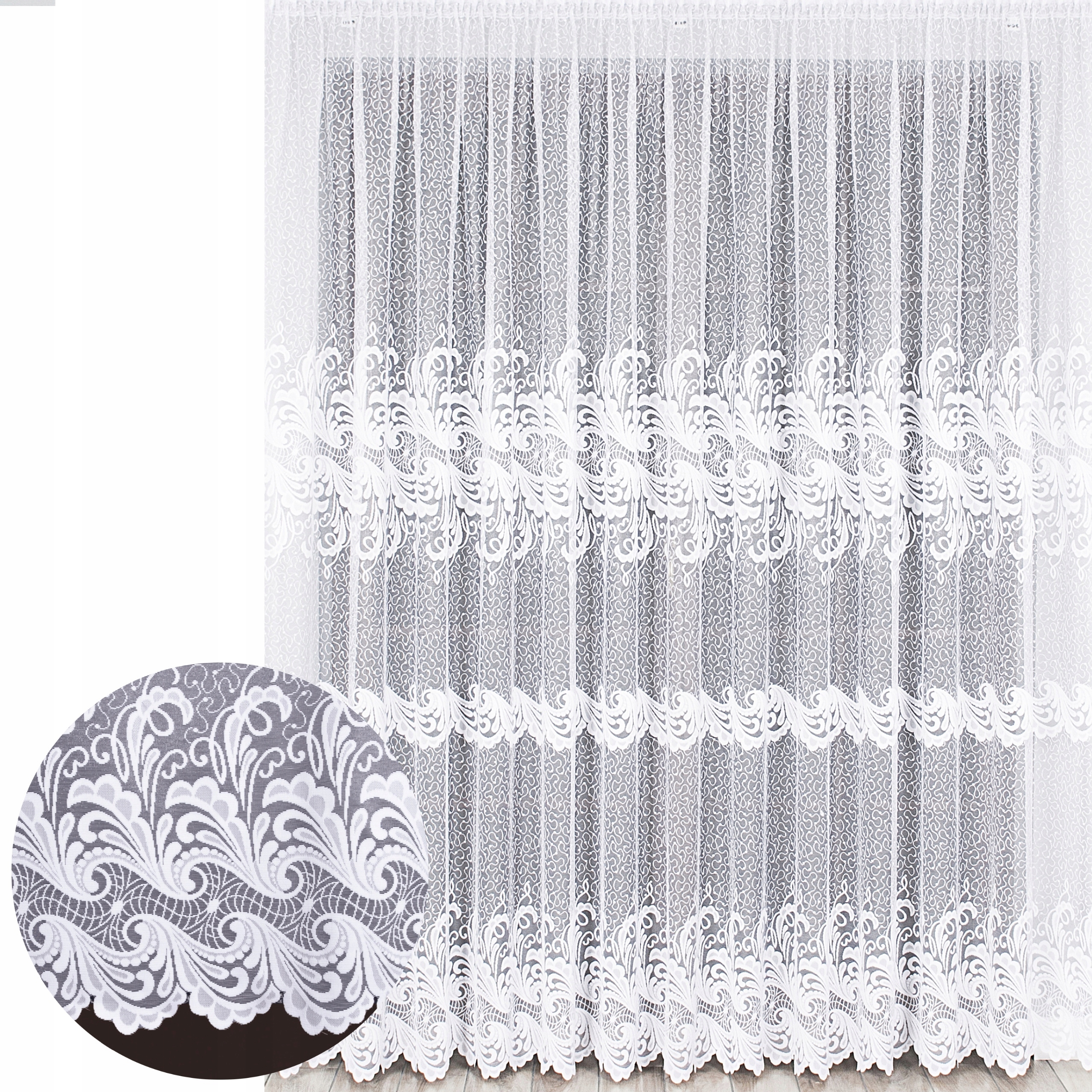 Hotová Záclona Bílá Žakárová Na Pásku Bez Žehlení 300x235 Žabky Obývacího Pokoje