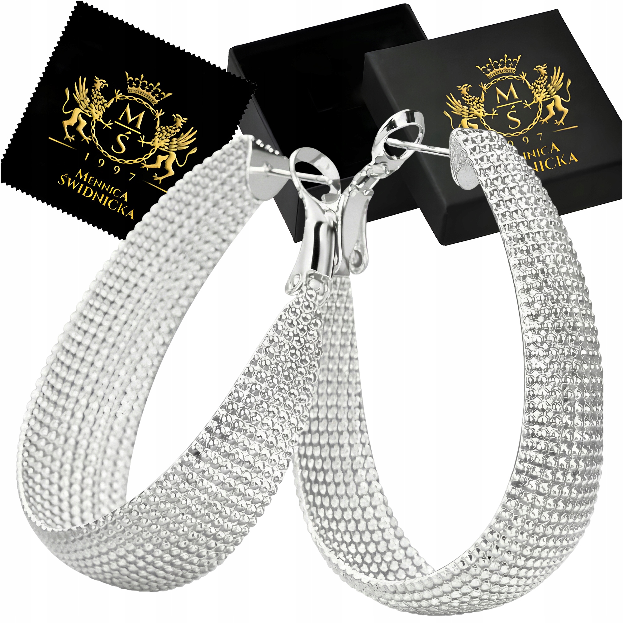 Kolczyki Srebrne 925 Owale Diamentowane Damskie