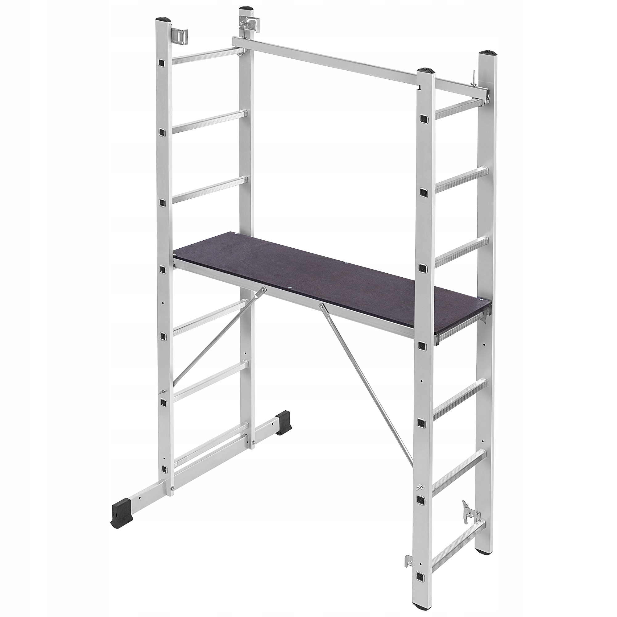 Aluminiové Leštenie Rebrík 2x7 4,18 m 150 kg Skladacia Sada 2v1 Podesta