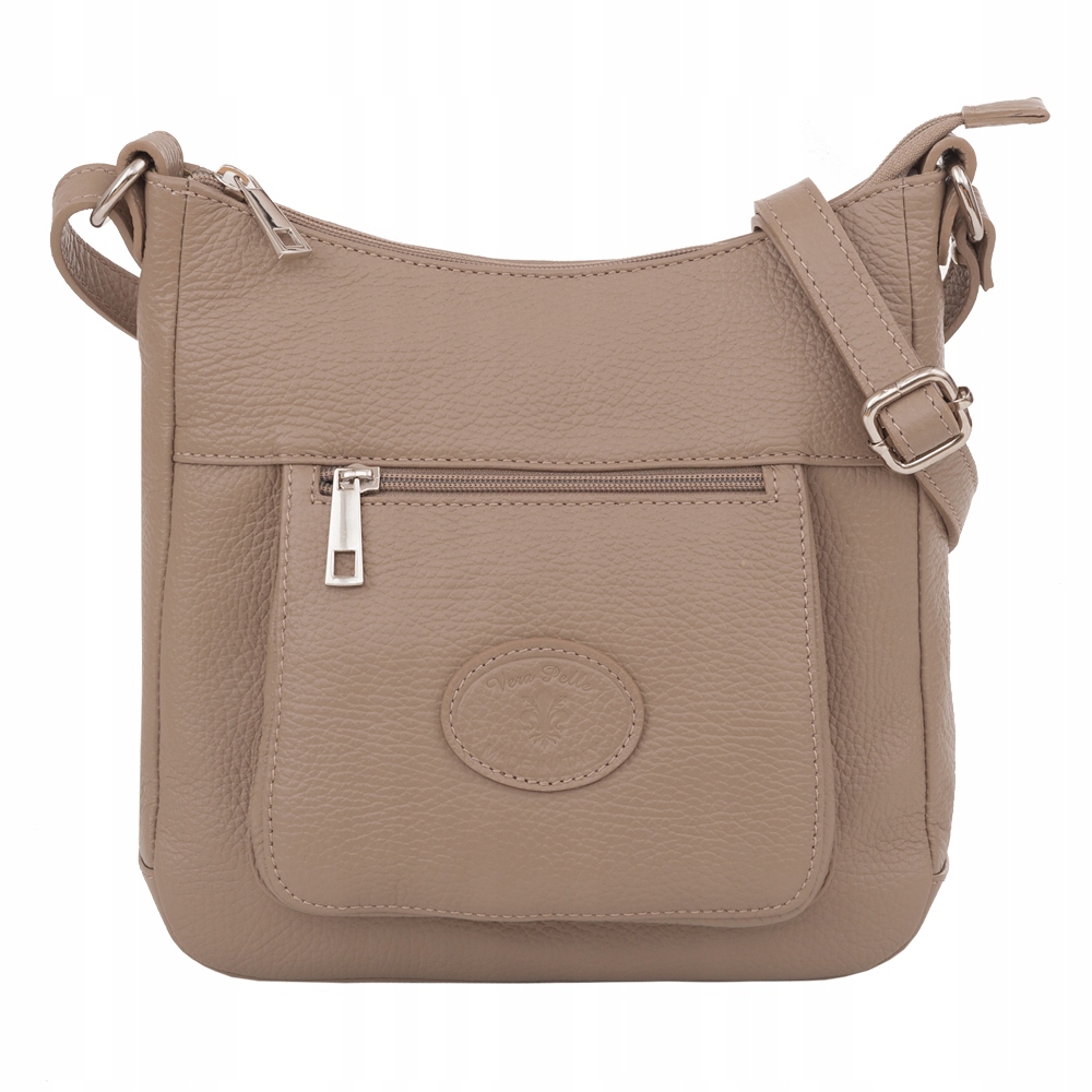 Taupe Torebka Skóra Naturalna Listonoszka Cappuccino Vera Pelle