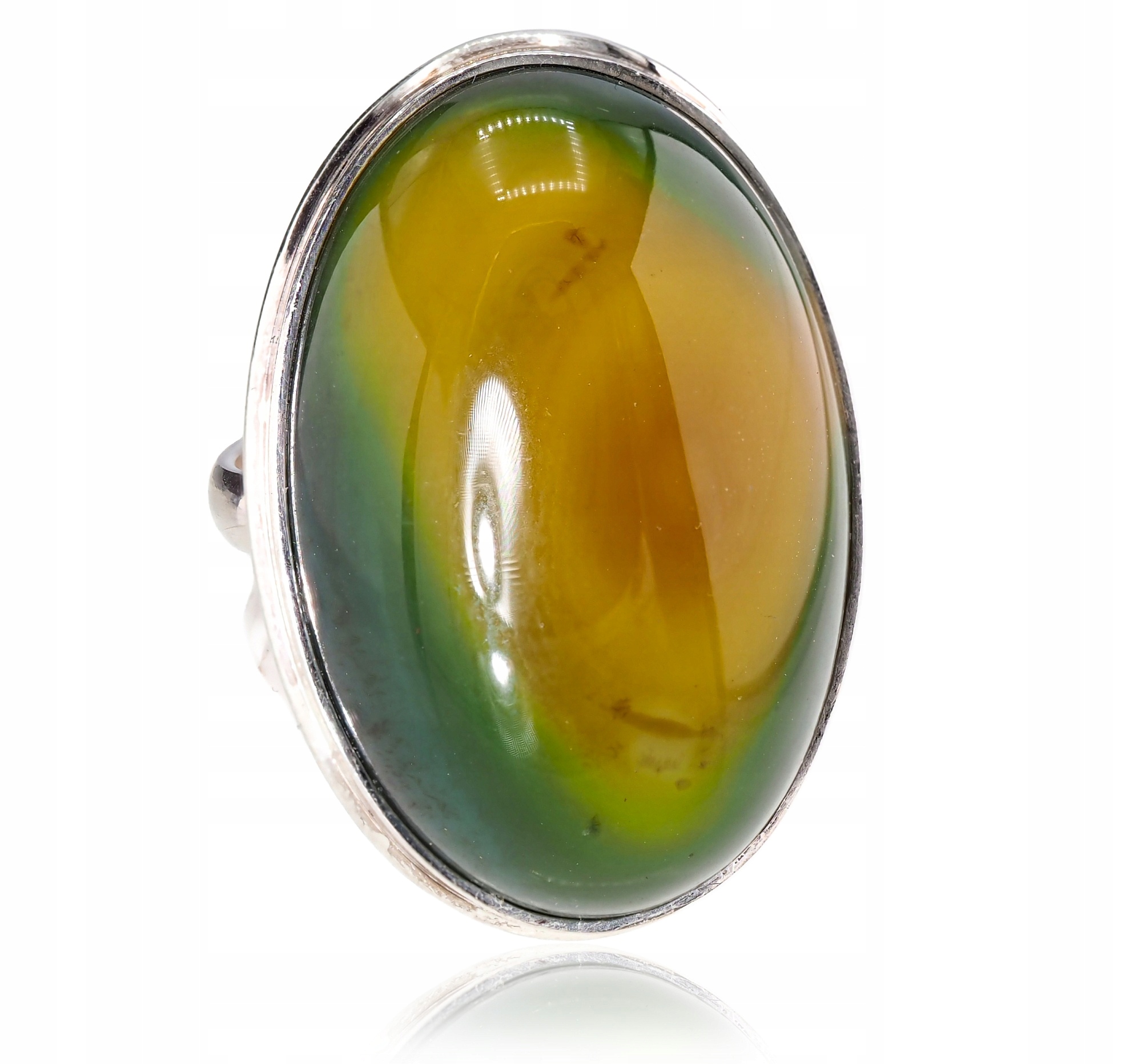 Žlutý zelený achát Výjimečný Prstýnek Stříbro R10-26