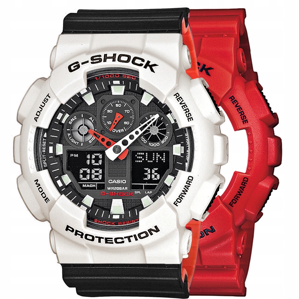 Sada G-shock GA-100B-4AER Bílá Černá, Červená