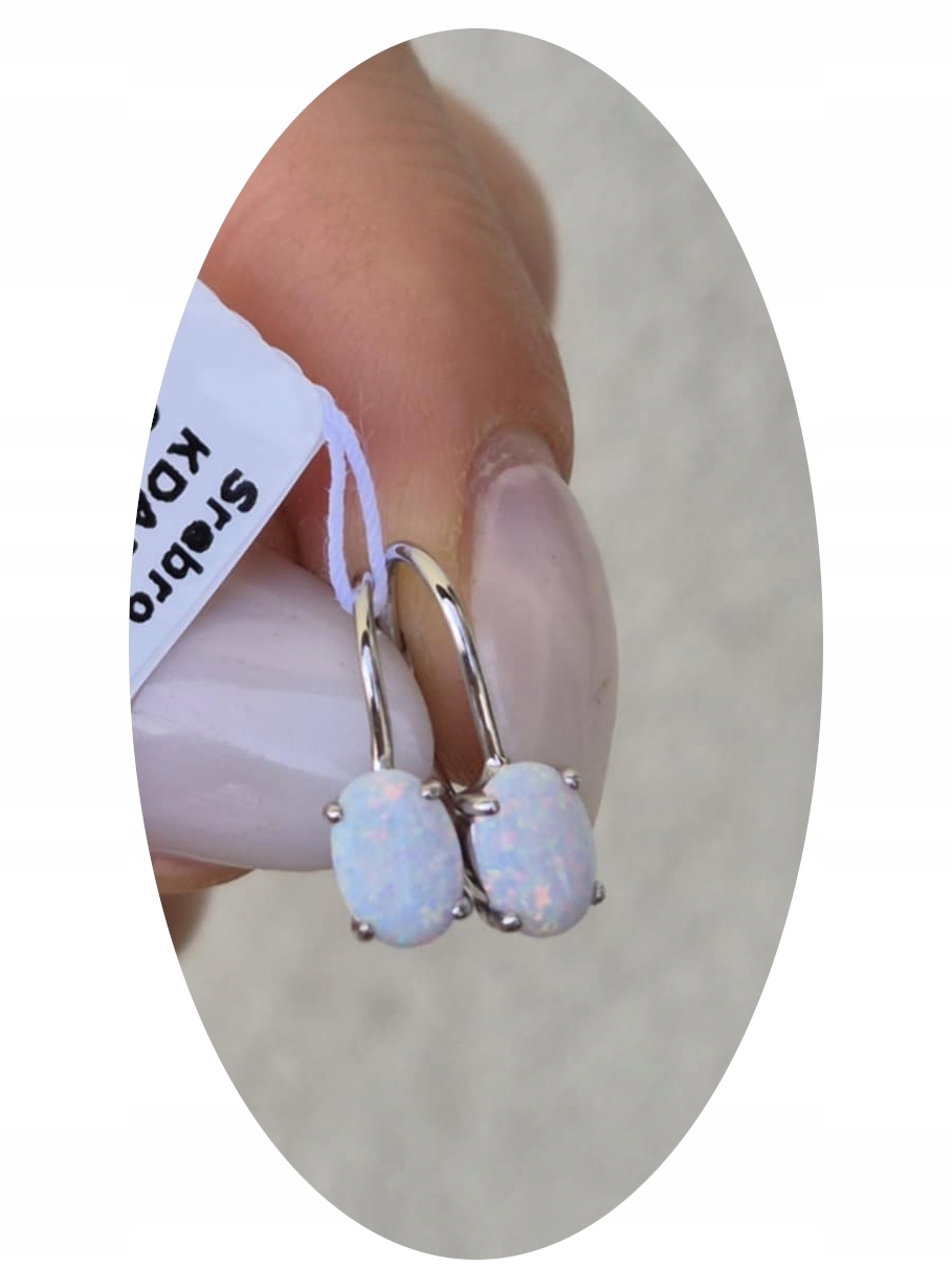 Stříbrné Závěsné Dámské Náušnice Opal Bílé pr.925