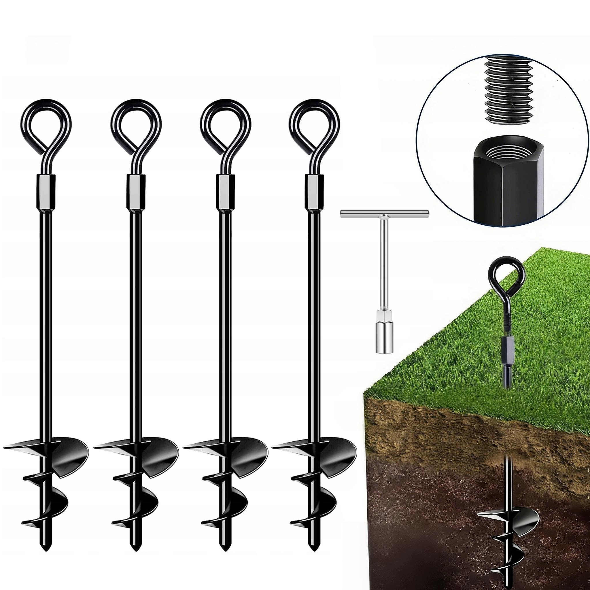 4szt Śledzie do Namiotu Szpilki Wkręcane Długie 27cm Metalowe Zestaw