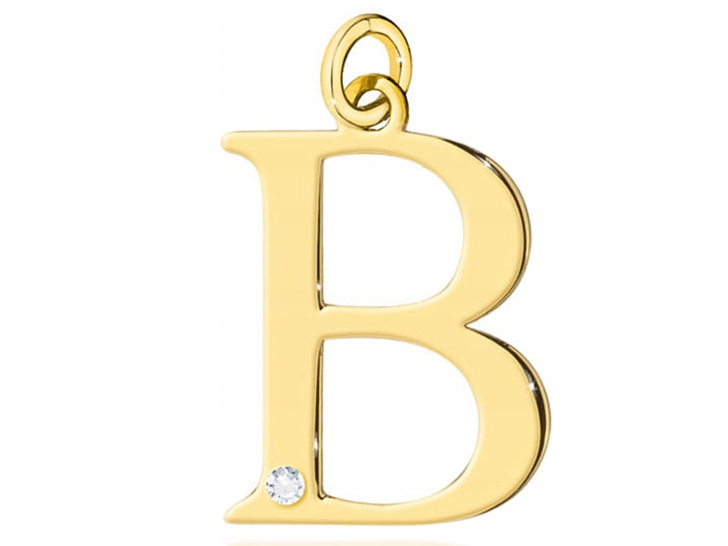 Zlatý přívěsek 585 písmeno B s briliantem a diamantem na řetízek 14k
