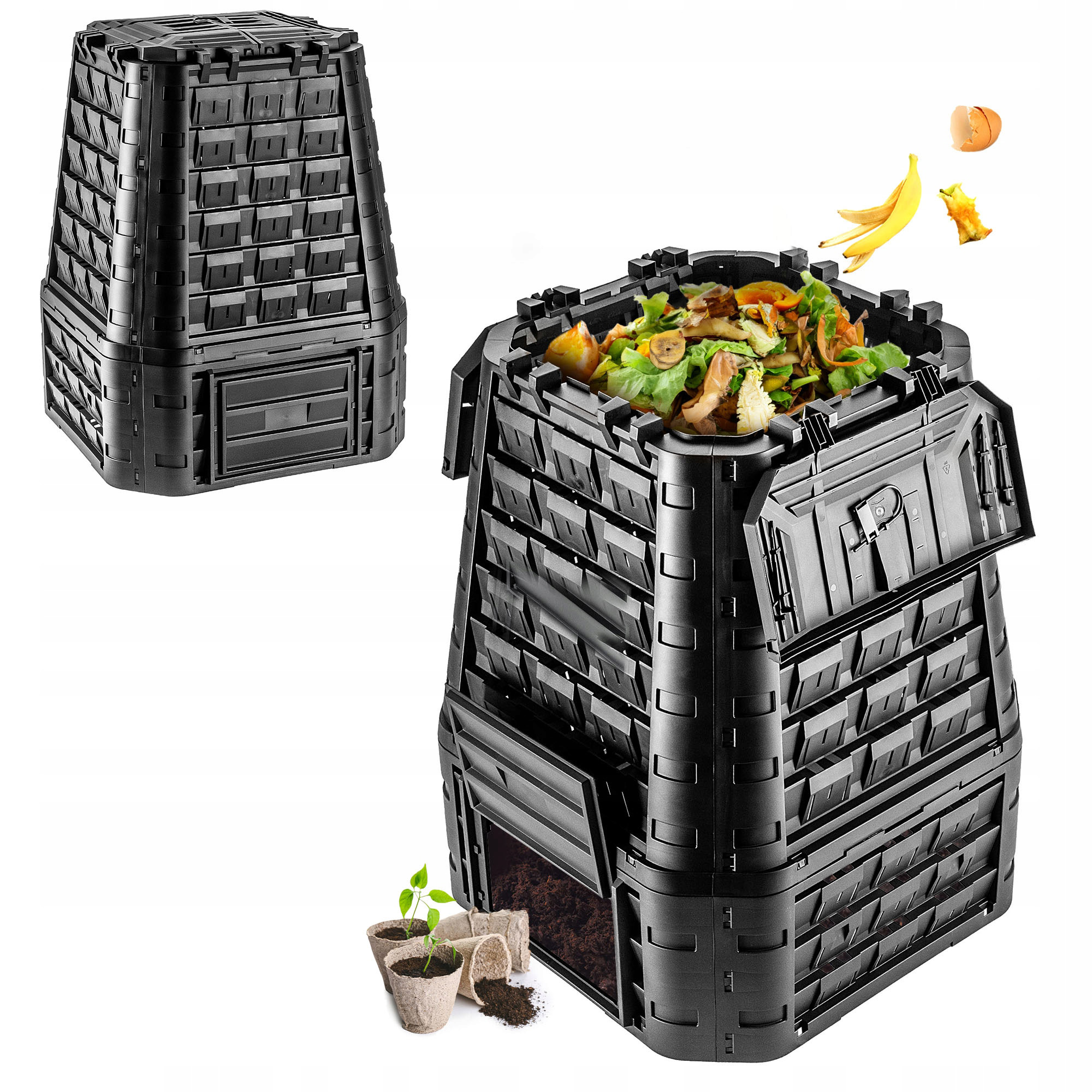 Záhradný Kompostér 750 L, Veľký Modulárny, Mrazuvzdorný, Celoročné Hnojivo