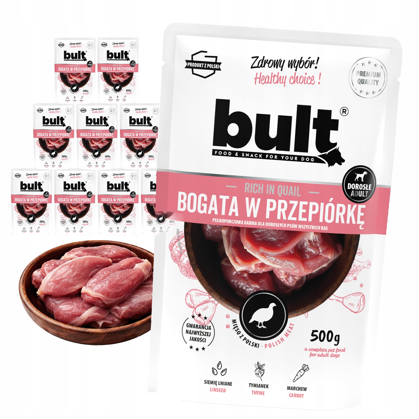 Bult vlhké krmivo pro psy Křepelka sáček 10 x 500 g