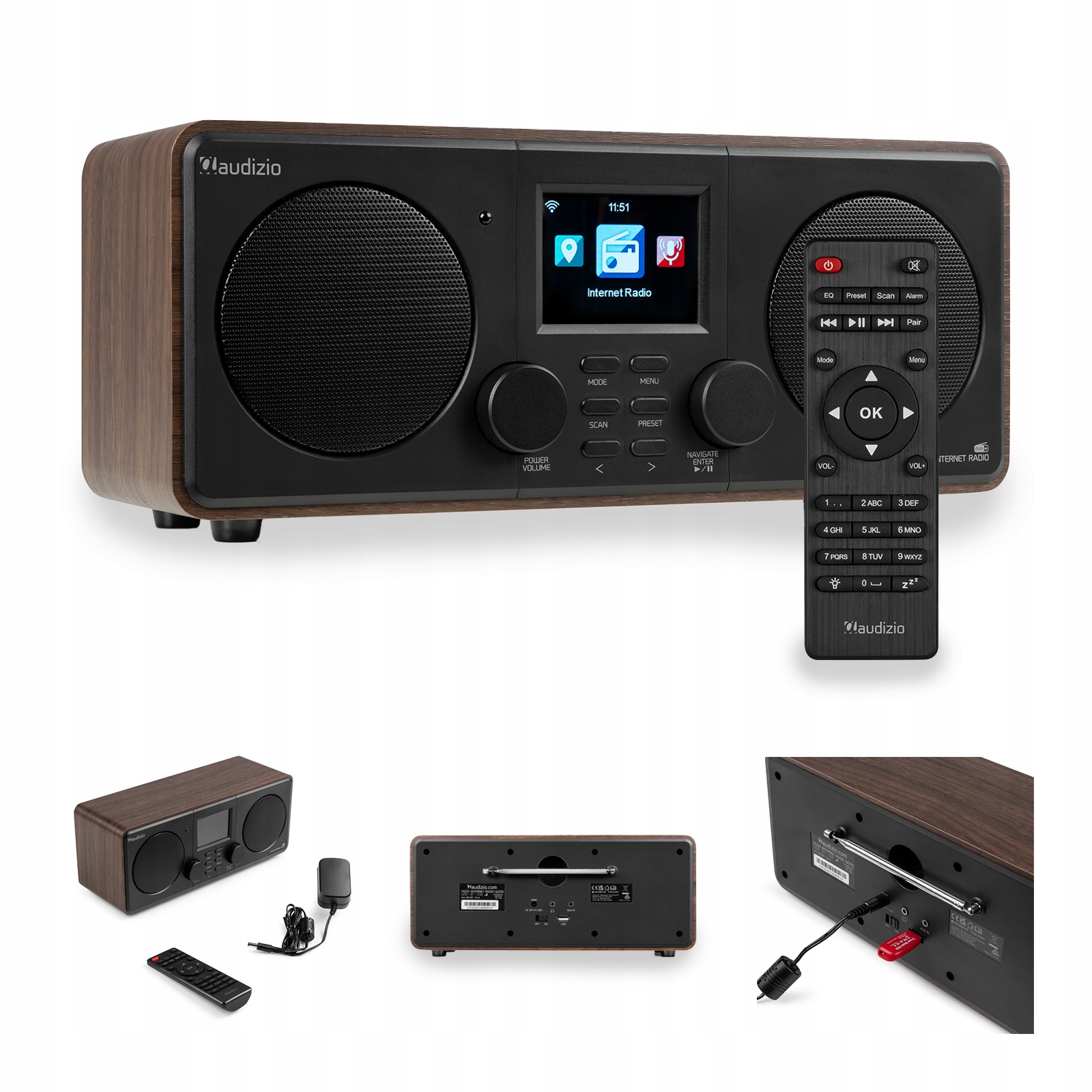 Radio Internetowe Audizio Foza Dab+ Fm Usb Bluetooth Głośniki WiFi czarne
