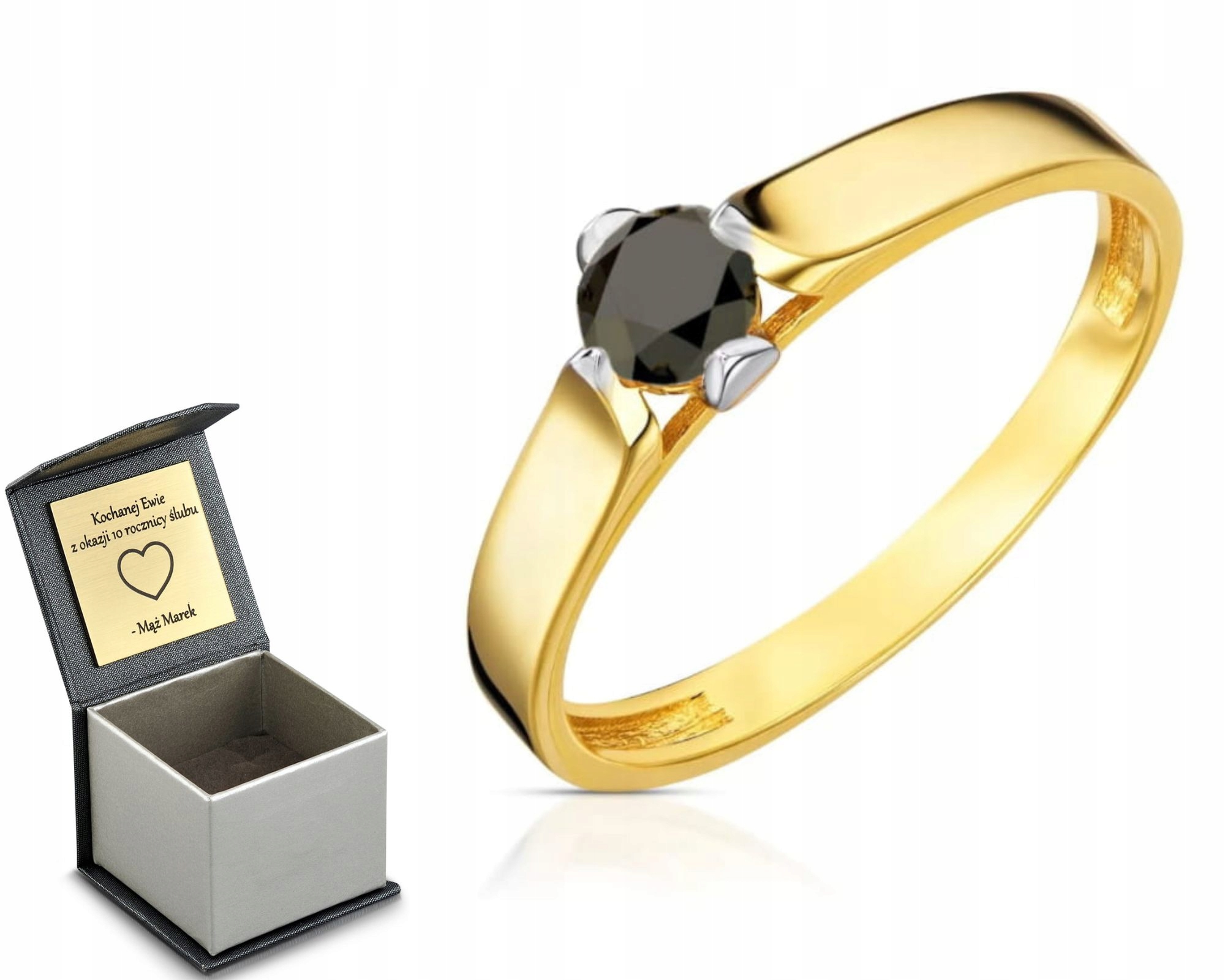 Zlatý Prstýnek S Černým Kamenem 585 Gravírování