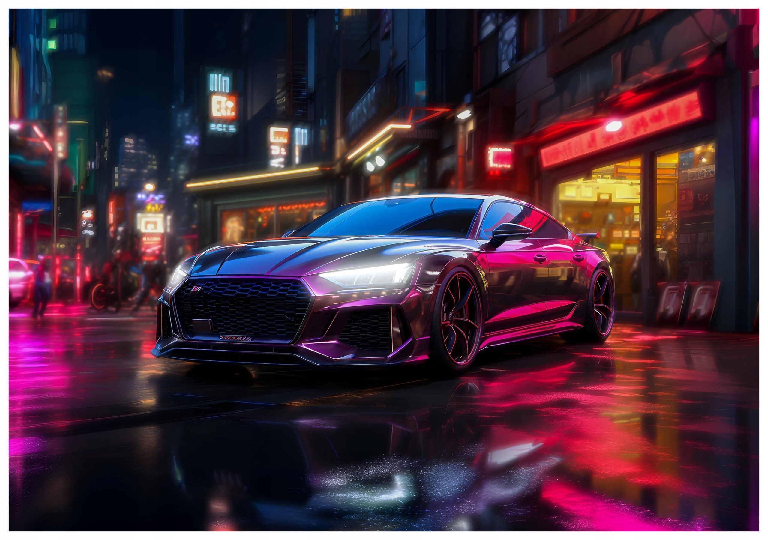 Vliesová fototapeta Audi R8 Neonové město v noci Cyberpunk 416x254 lepidlo