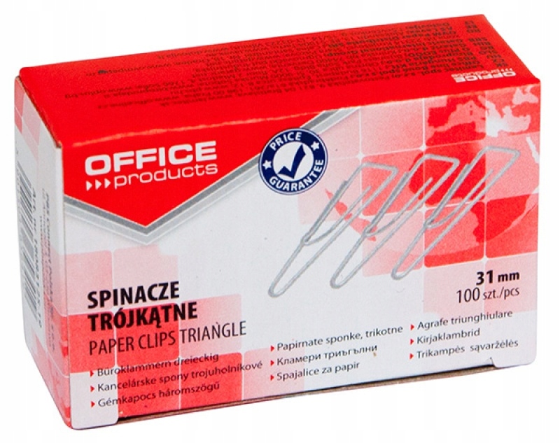 

Spinacze trójkątne 31mm 100szt srebrne biurowe