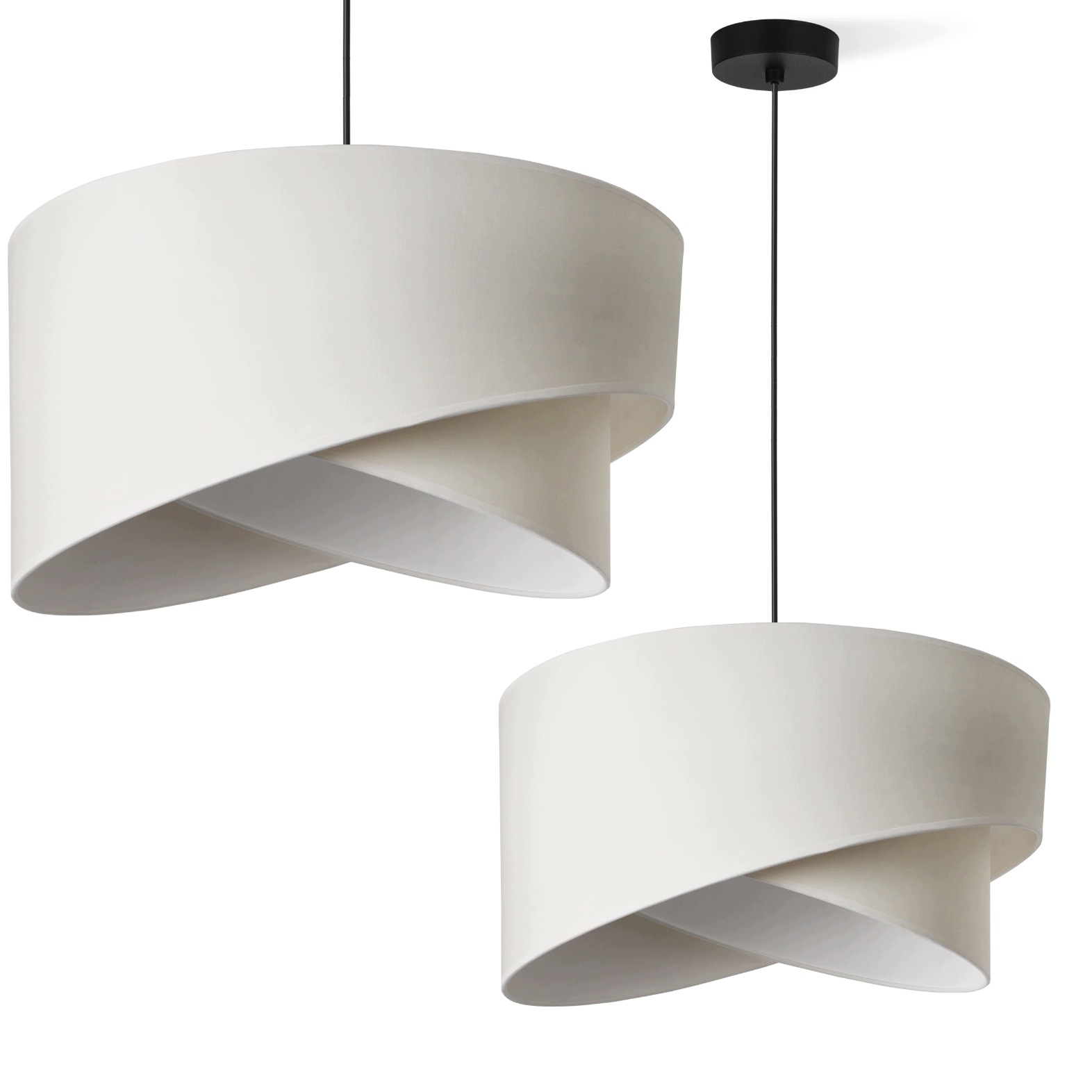 Závesná Stropná Lampa S Tienidlom Skosená Krémová Ecru Do Obývačky 45 CM