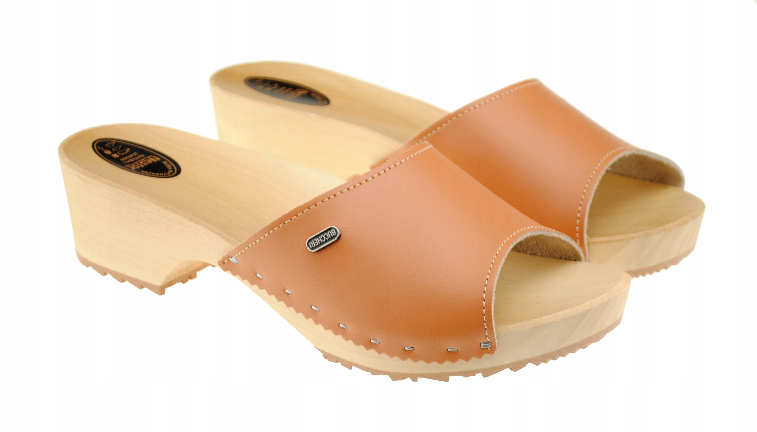 

Chodaki odkryte damskie, Wsuwki Brązowe 38