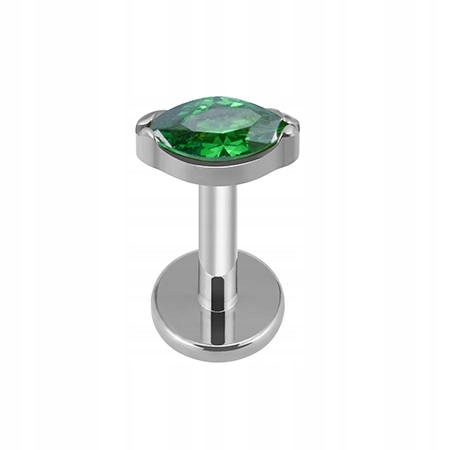 

Kolczyk labret Tytanowy srebrna łezka ziel 1,2/8