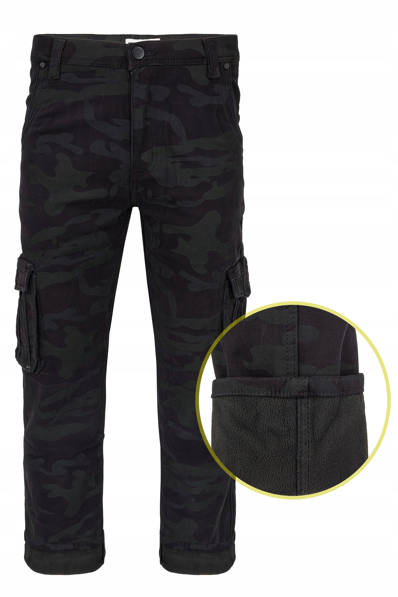 Pánské Kalhoty Bojóki Černé Zateplené Fleecem Jednoduché Maskáčový Kapsy 37