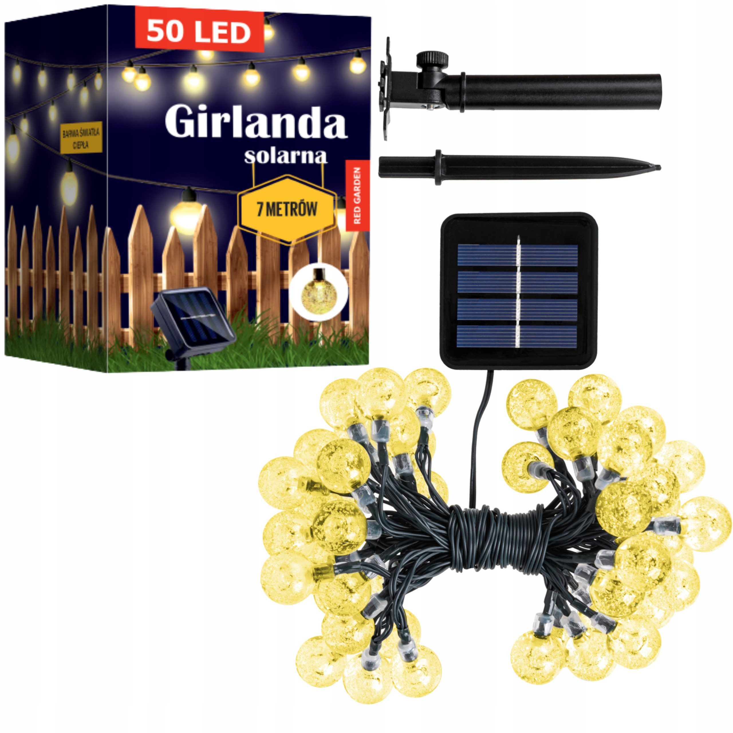 

Girlanda Solarna Ogrodowa Led Lampki 50 Żarówek