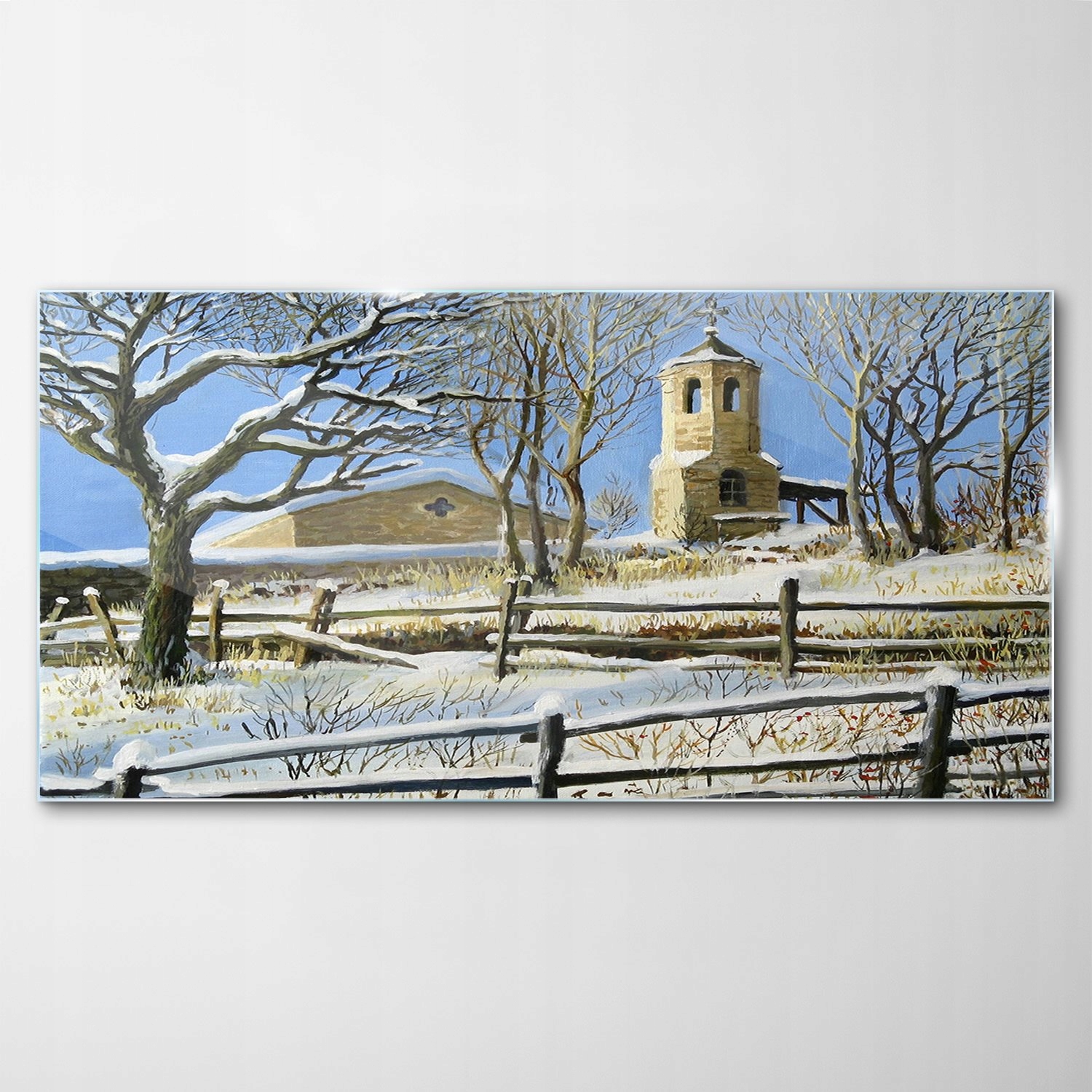 Tvrdený sklenený obraz Hory Sneh Kostol 120x60