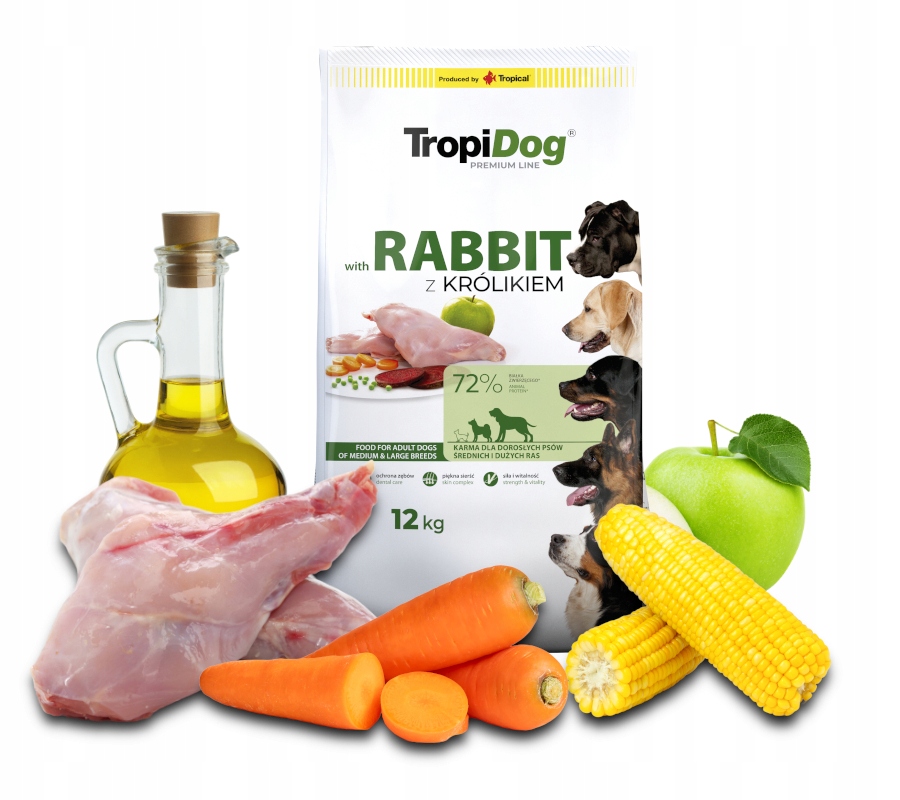 Tropidog Rabbit Rice 12kg adult Medium Maxi duże i średnie rasy z królikiem