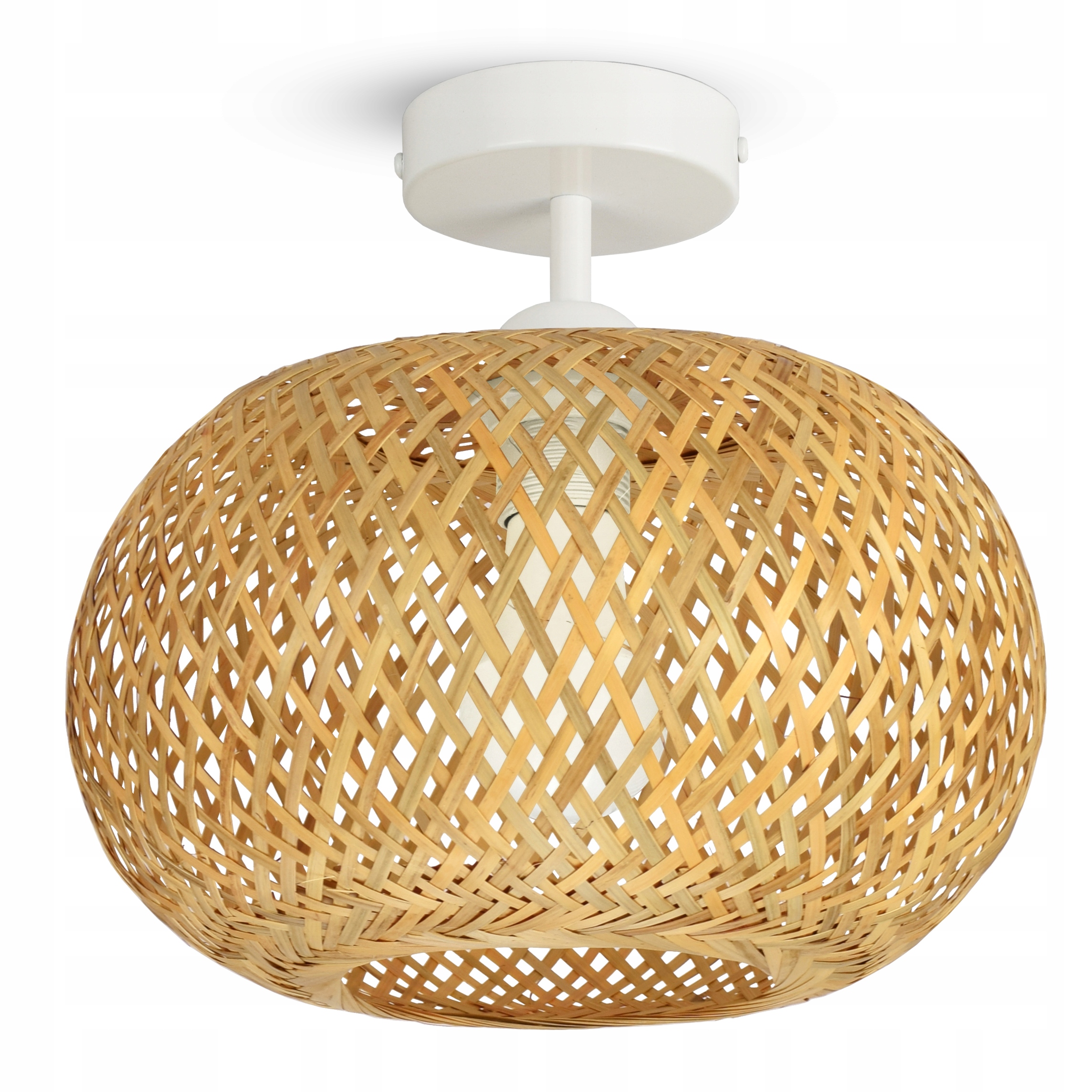Lampa Sufitowa Plafon Bambusowa Pleciona Boho Naturalna 581-PR1 Led Biała