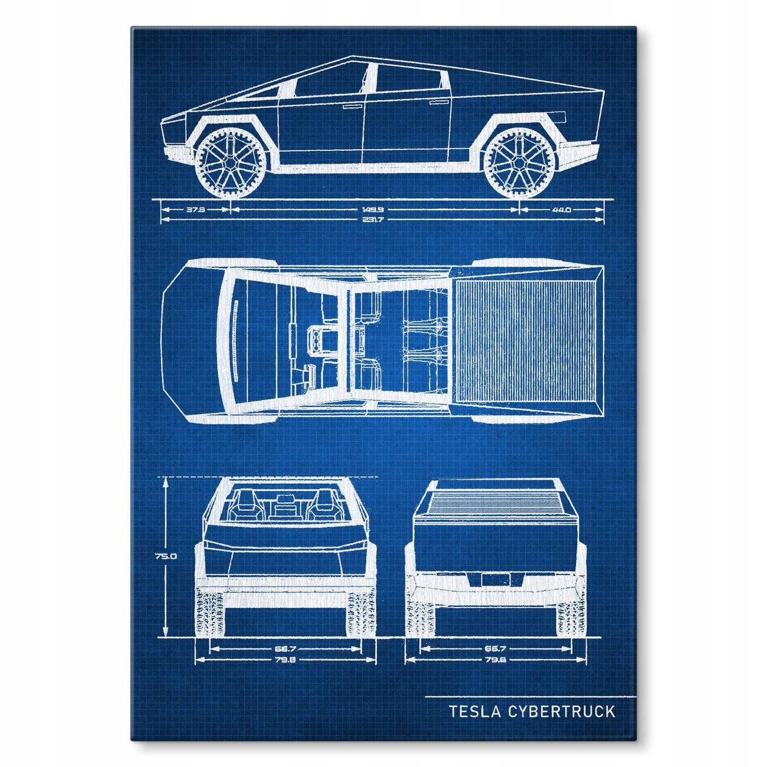 Kovový plakát Tesla Cybertruck Tech Dárek 42 x 59 cm