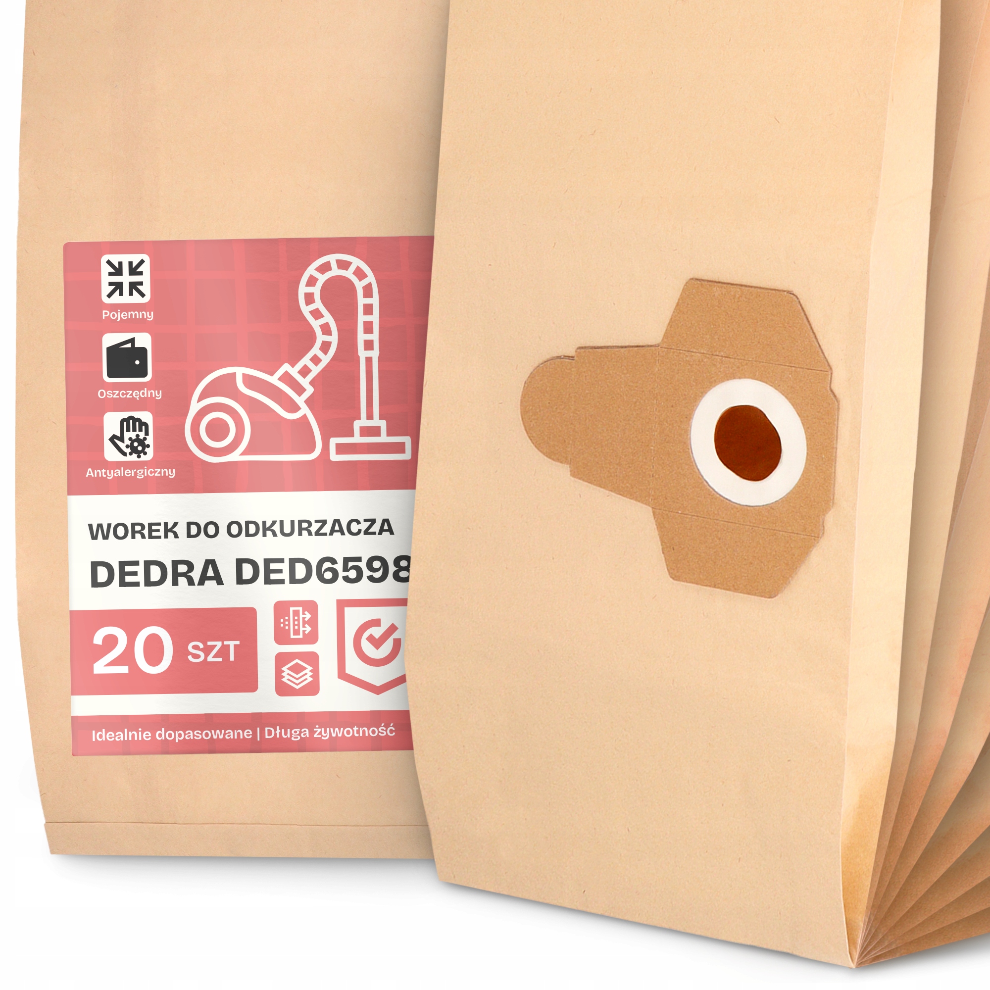 20 x Sáček Do Vysavače Dedra DED6598 Papírový Velký Silný Sáčky 2A