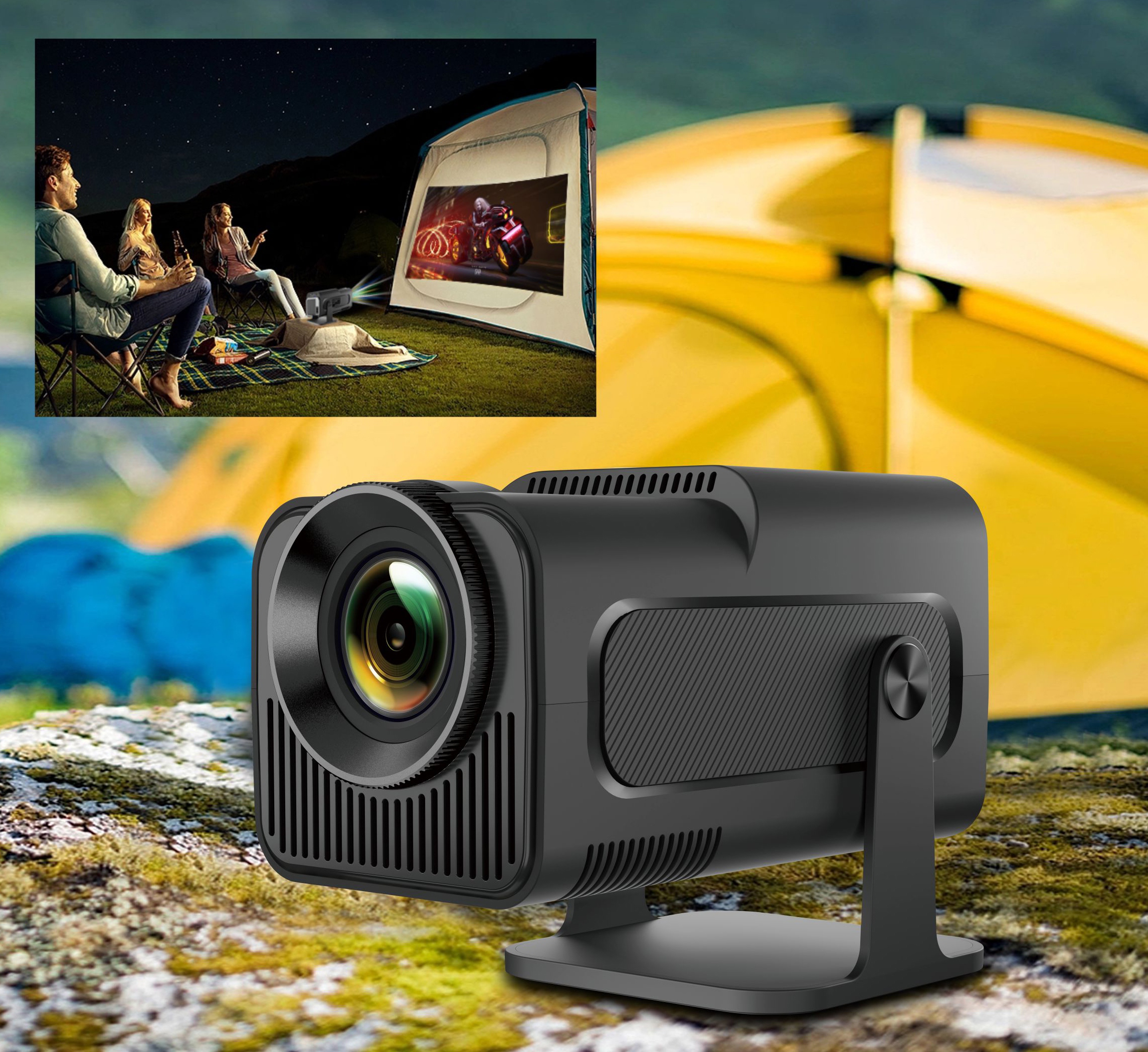 MINI PROJEKTOR RZUTNIK FULL HD 2024 LED ANDROID WIFI SMART TV PRZENOŚNY Kolor czarny