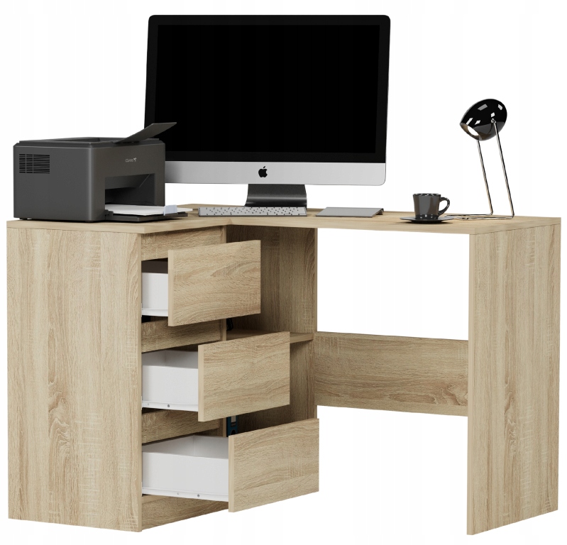 MEBLE BIURKO NAROŻNE KOMPUTER LEWE Sonoma N-4L