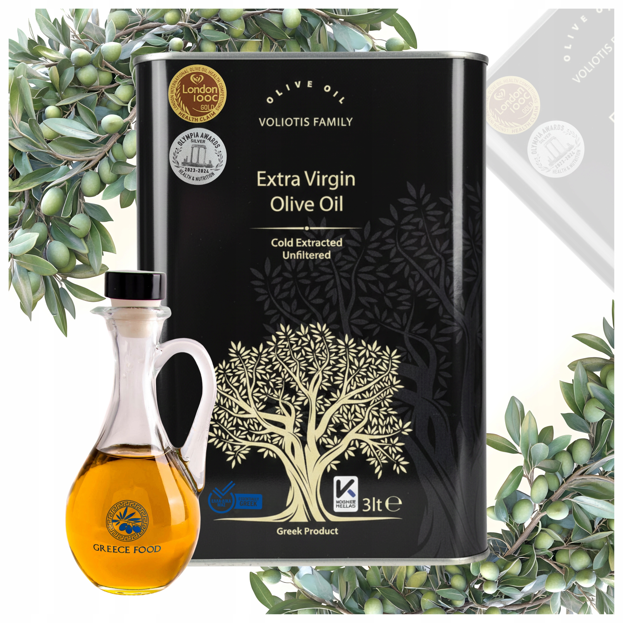 Oliwa Z Oliwek Extra Virgin 3L Grecka Niefiltrowana 0,8% Butelka