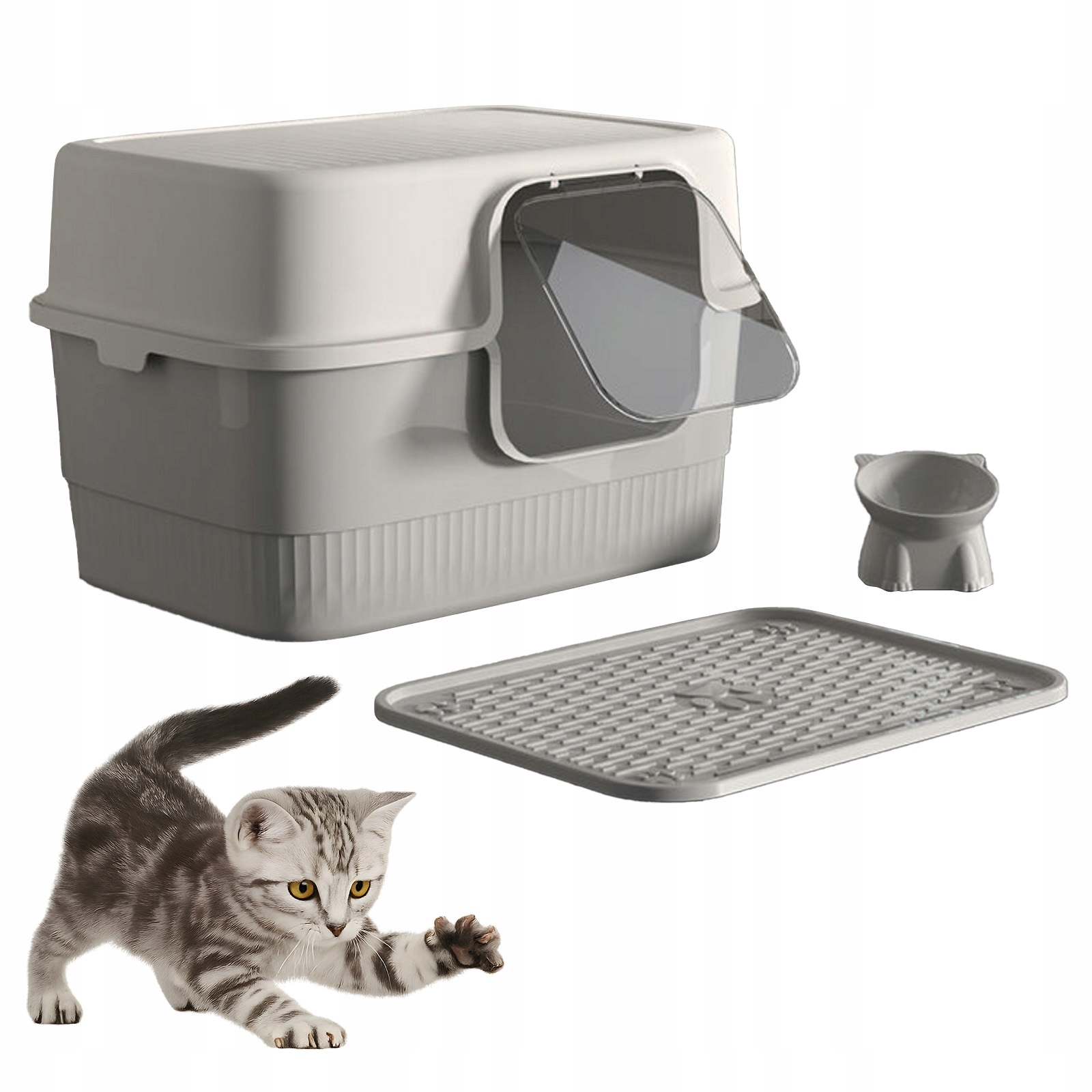 Levně Toaleta Pro Kočky Velký Na Stelivo, Zabudovaná Odolná Sada