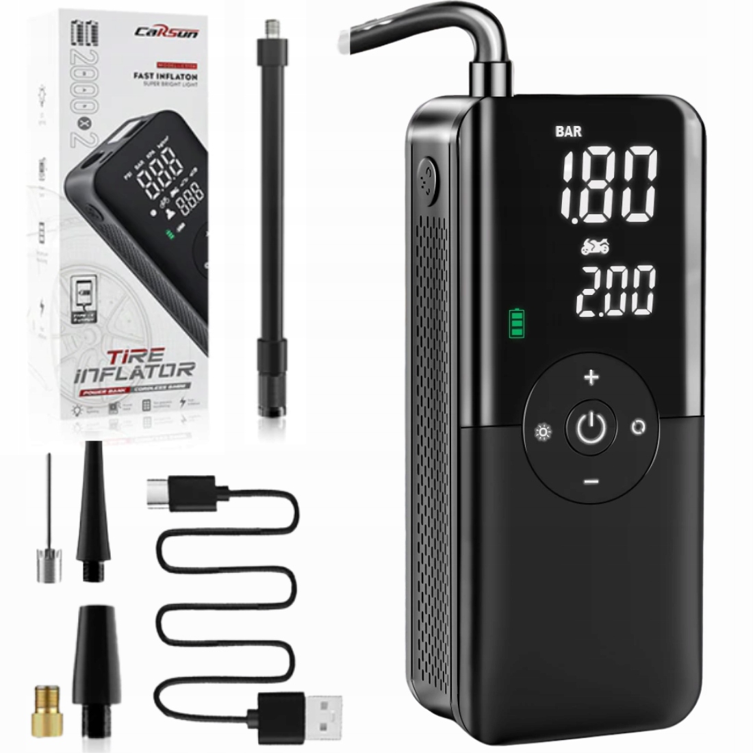 Автомобильный воздушный насос электрический велосипедный компрессор