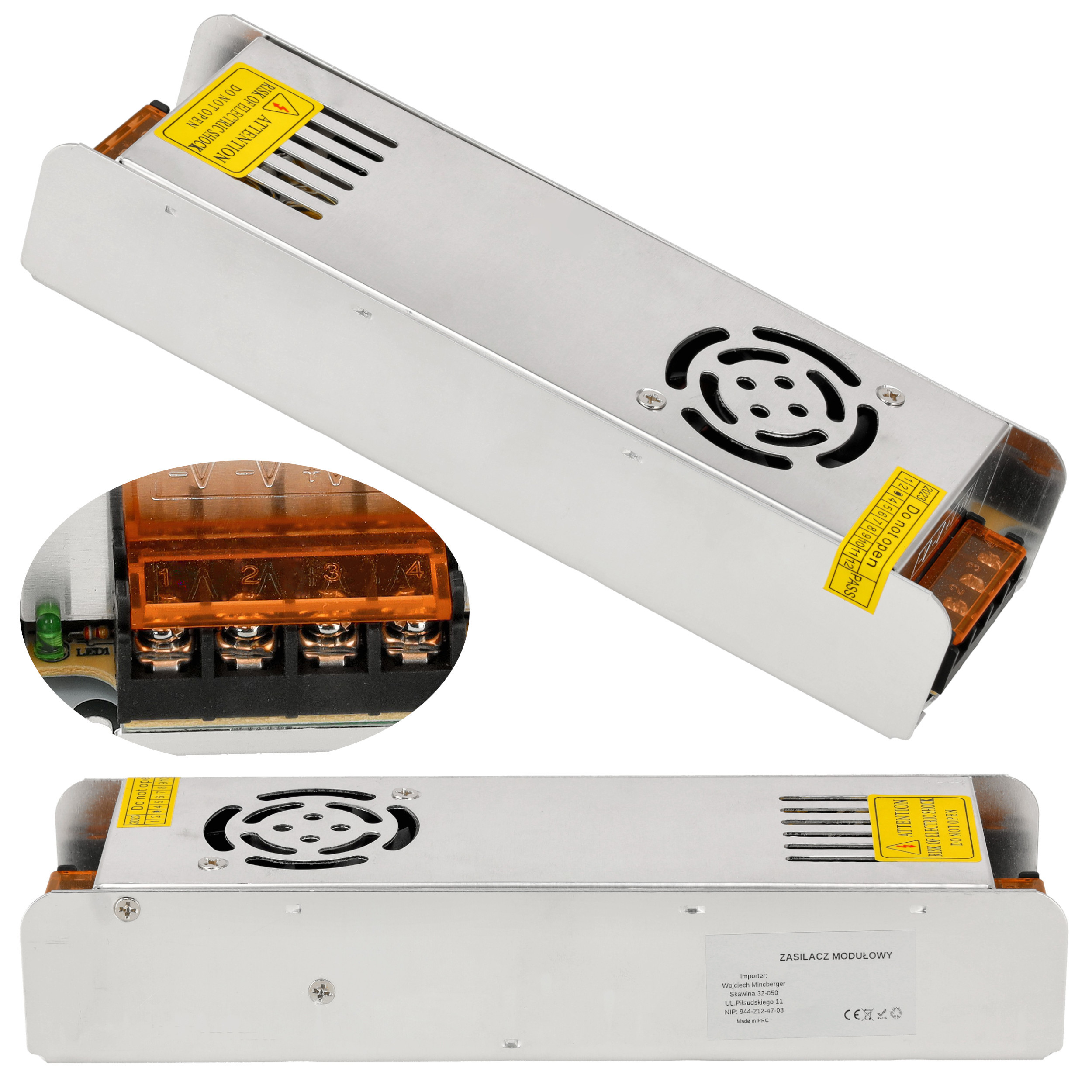 Zasilacz Led modułowy slim do taśm 40A 500W 12V