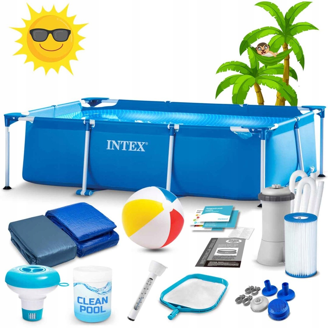 Roštový bazén Intex 28272 300x200x75 cm 15v1 Čerpadlo Kryt Podložka Sada