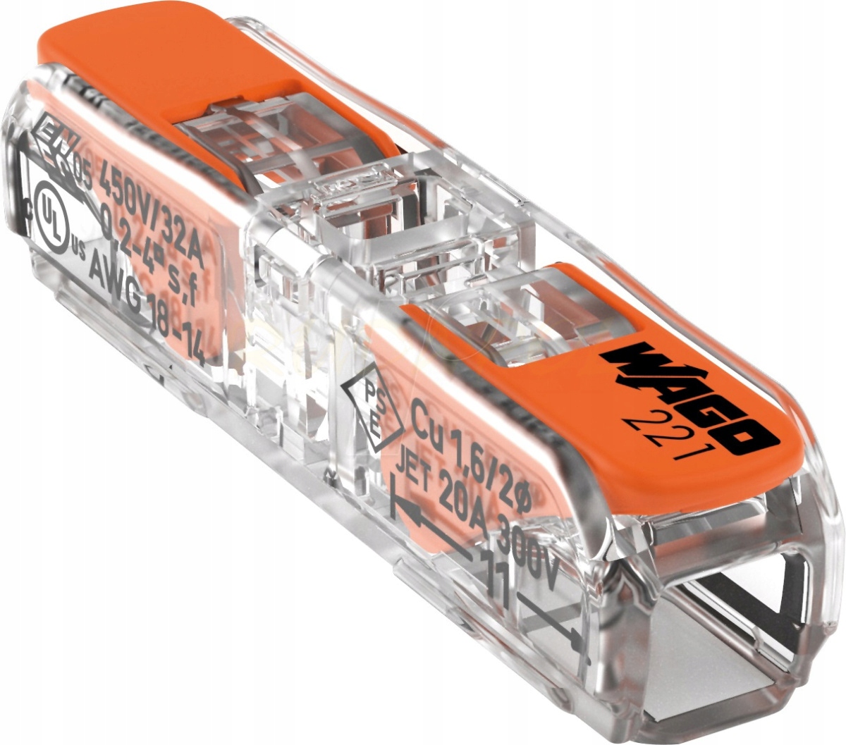 WAGO Szybkozłączka przelotowa 2x0,2-4mm2 kostka 1 szt. Waga produktu z opakowaniem jednostkowym 1 kg