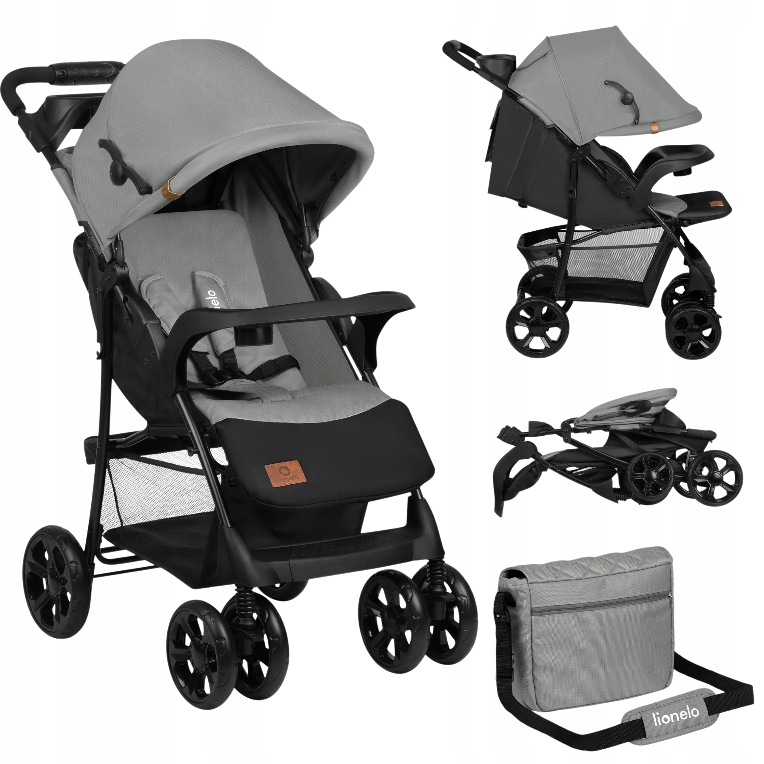 LIONELO WÓZEK SPACEROWY SPACERÓWKA LEKKI SKŁADANY EMMA PLUS SZARY GREY DOVE