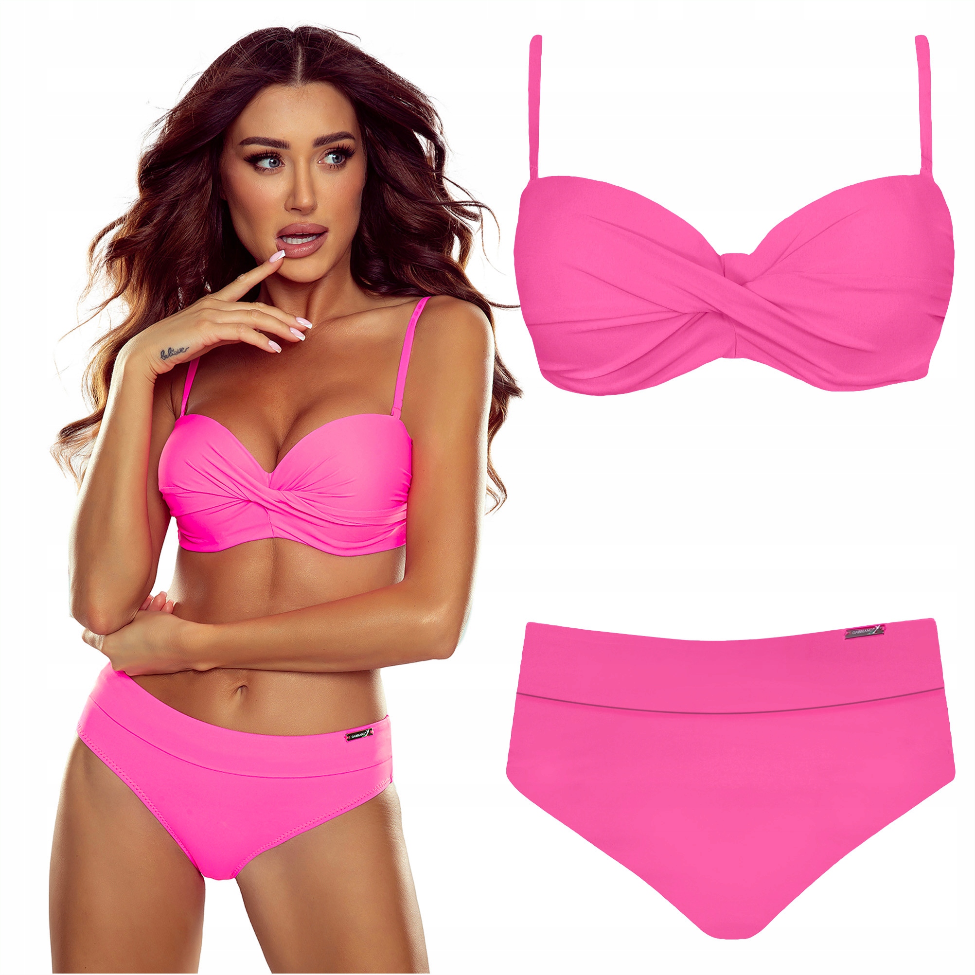 Strój kąpielowy dwuczęściowy push up wysoki stan Gabbiano Evita R 36C 70C