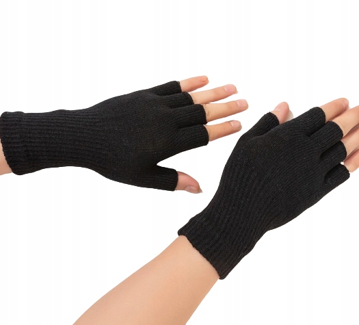 

Rękawiczki czarne gładkie bez palców Ciepłe