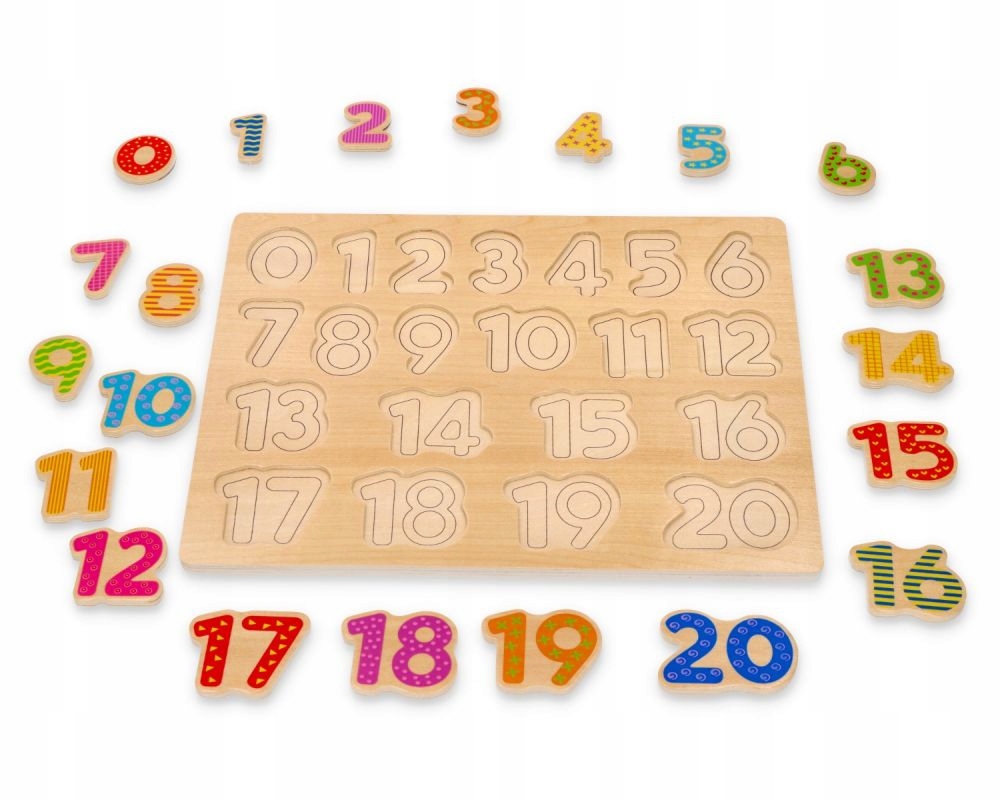 

Puzzle drewniane liczby Układanka kolorowe cyferki